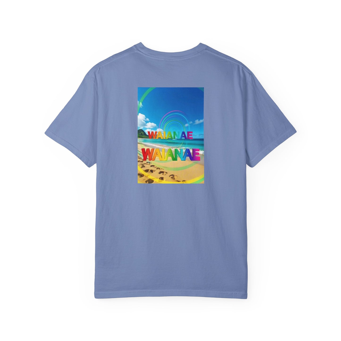 Waianae Hawaii Vintage Retro Back Printed Art Series Cotton Tee - Black Logo