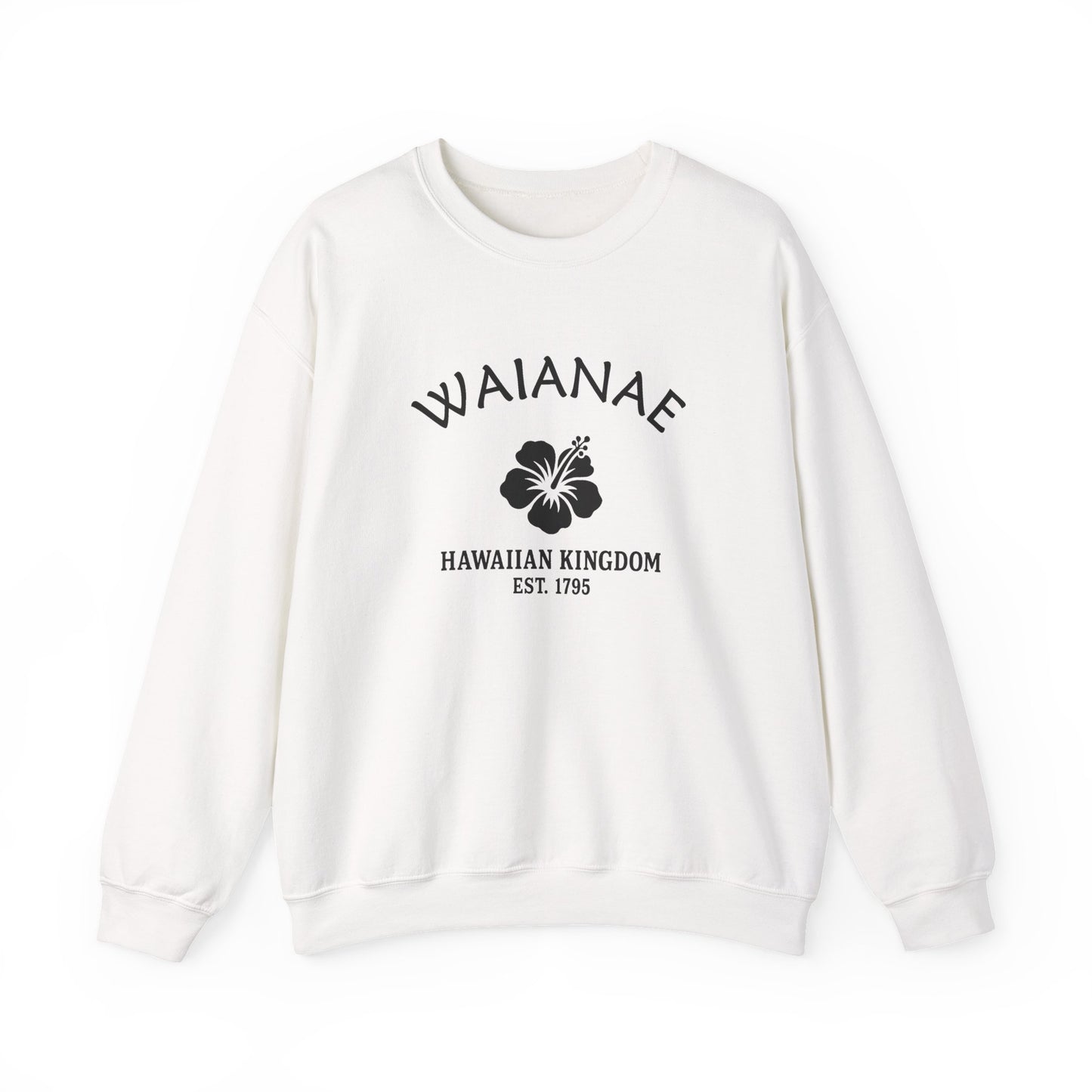 Waianae Hawaii Vintage Retro Unisex Heavy Crewneck Sweatshirt - Black Logo