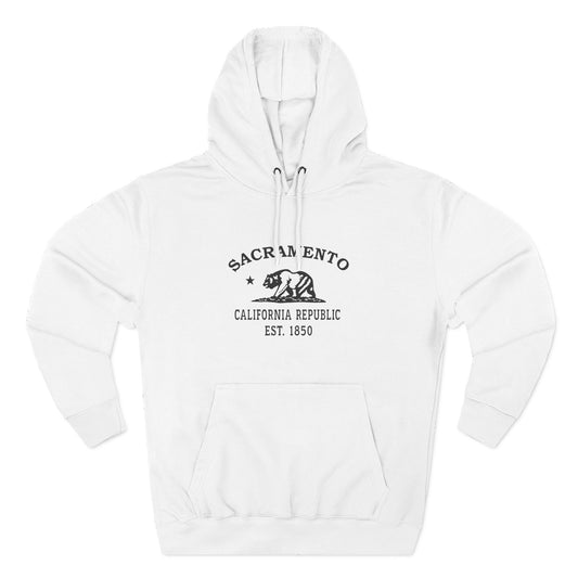 Sacramento California Vintage Retro Unisex Heavy Cotton Hoodie - Black Logo
