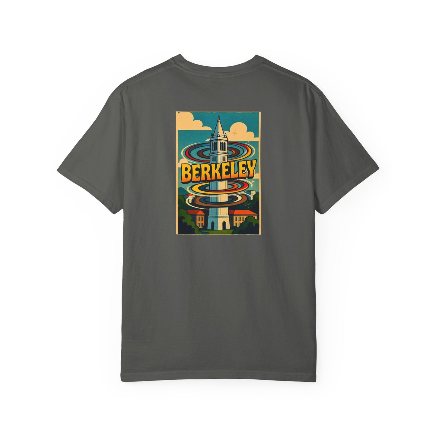 Berkeley California Vintage Retro Back Printed Art Series Cotton Tee - Black Logo