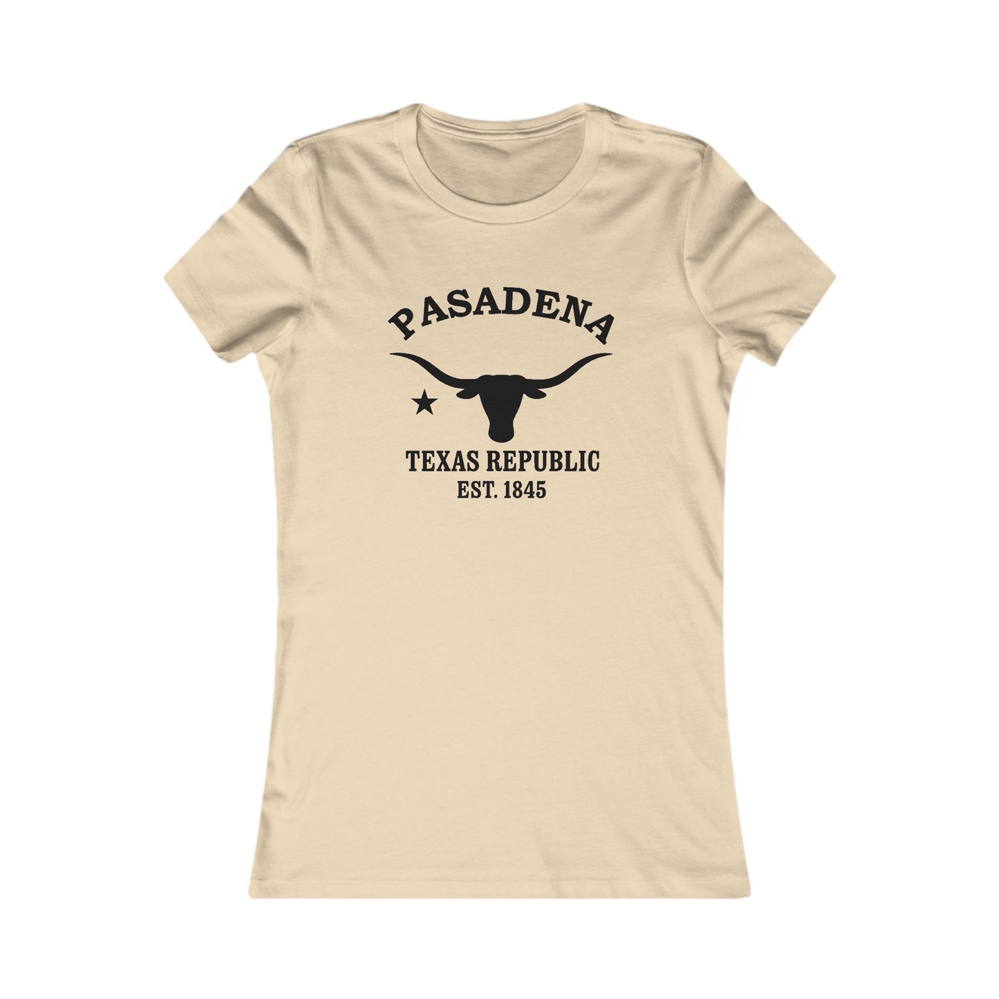 Pasadena Texas Vintage Retro Womens Fitted Ringspun Cotton Tee - Black Logo