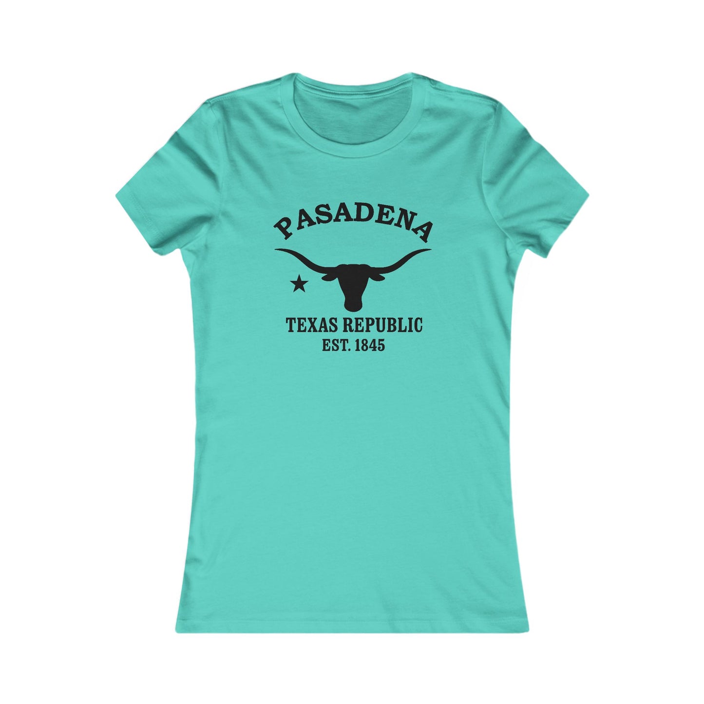 Pasadena Texas Vintage Retro Womens Fitted Ringspun Cotton Tee - Black Logo