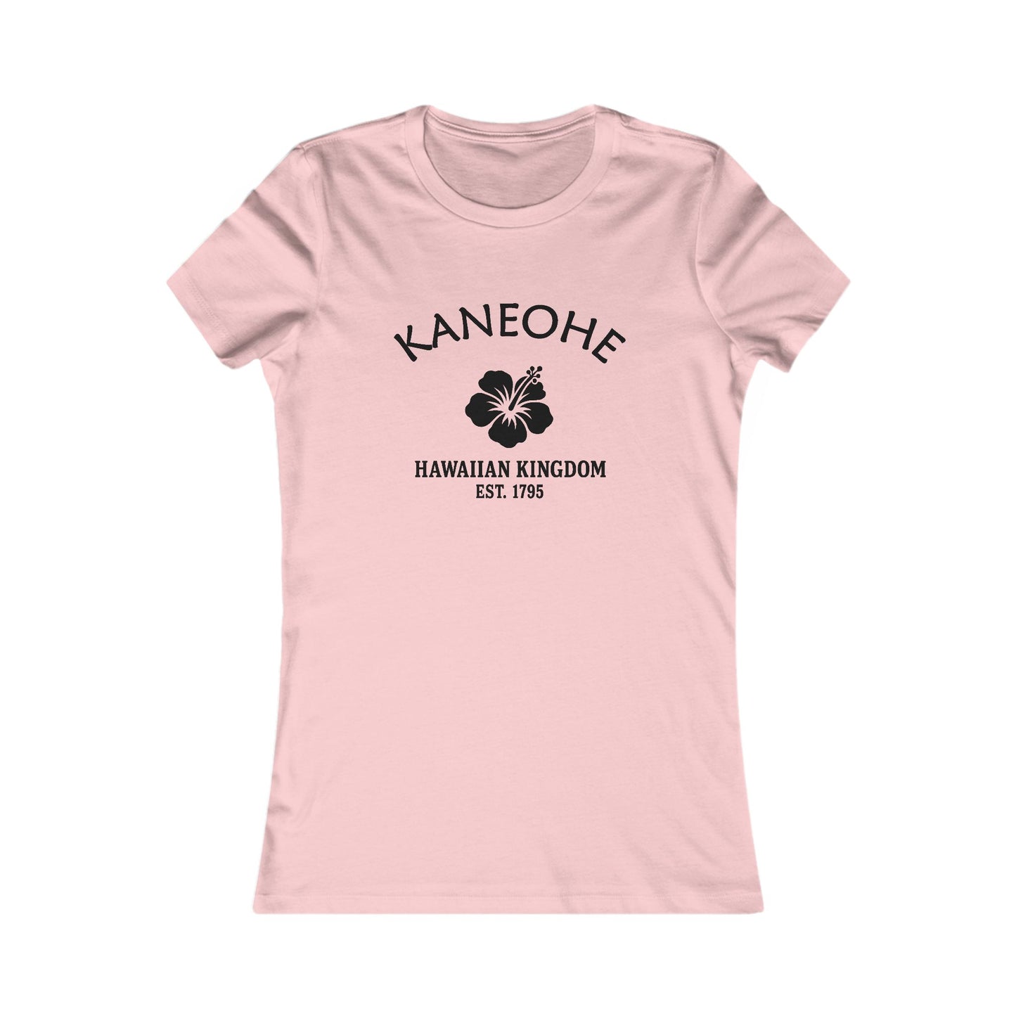 Kaneohe Hawaii Ringspun Cotten Fitted Vintage Retro Womens Tee - Black Logo