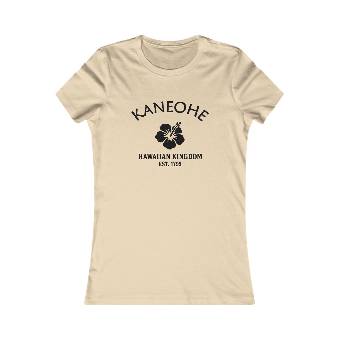 Kaneohe Hawaii Ringspun Cotten Fitted Vintage Retro Womens Tee - Black Logo