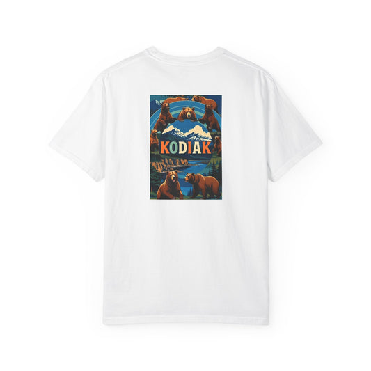 Kodiak Alaska Vintage Retro Back Printed Art Series Cotton Tee - Black Logo