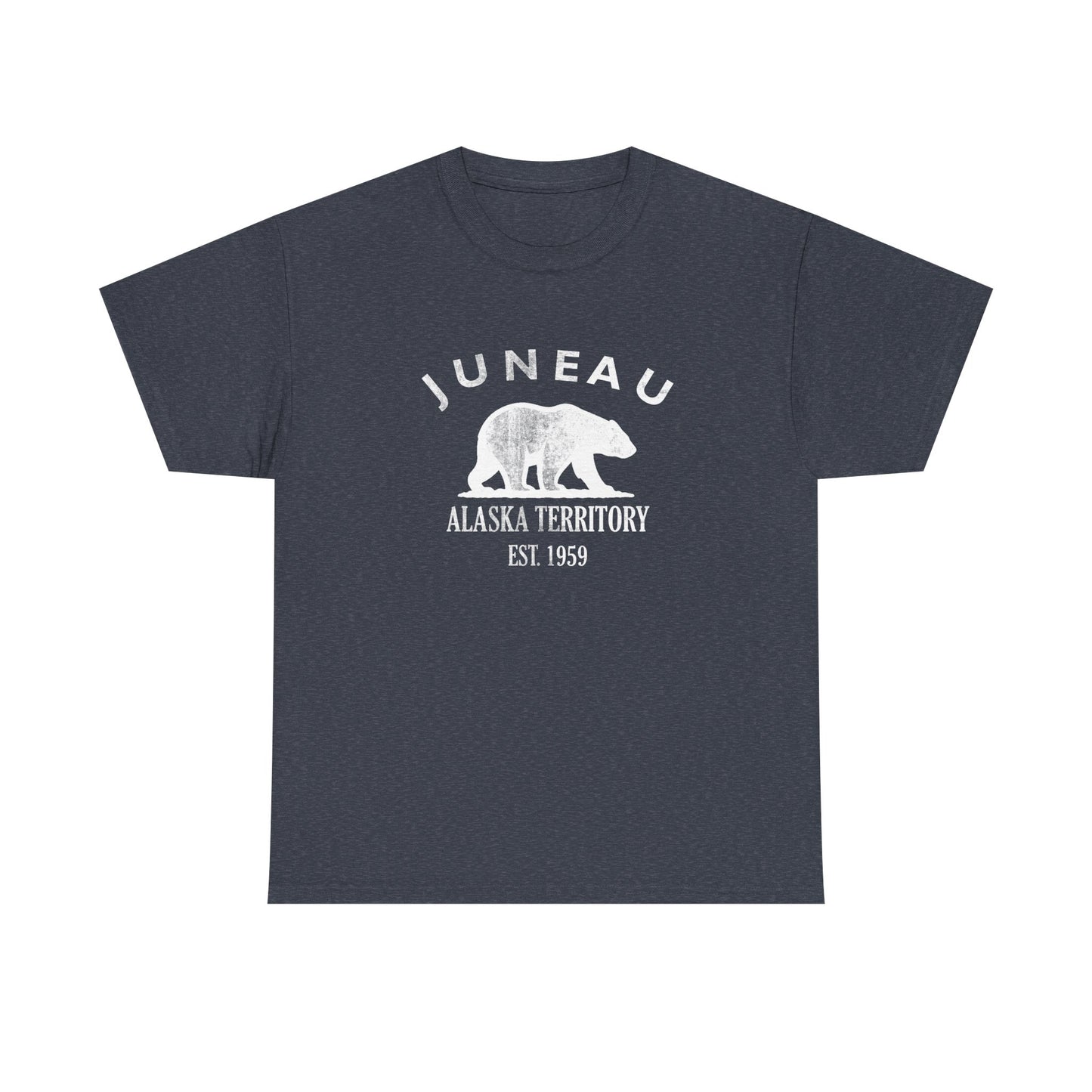 Juneau Alaska Vintage Retro Unisex Heavy Cotton Tee - White Logo