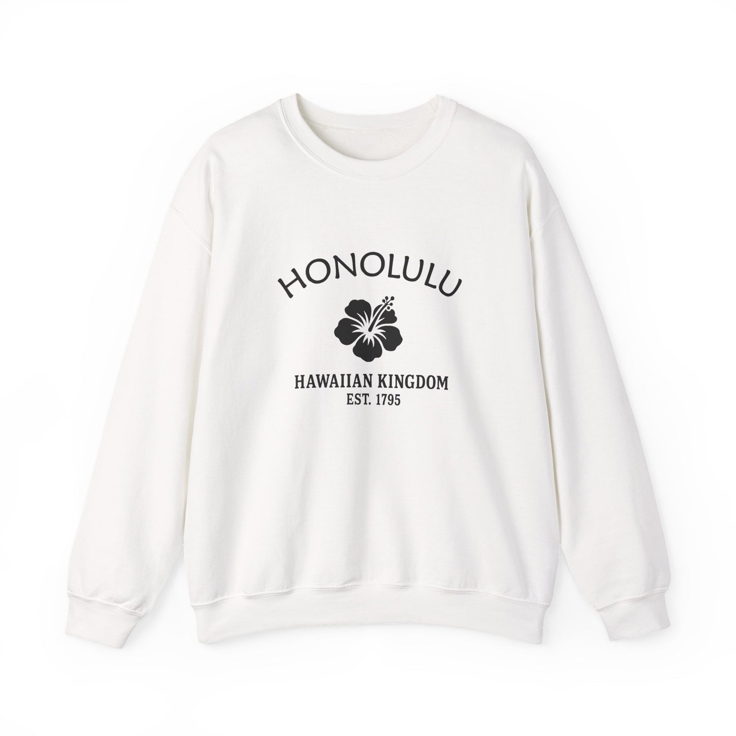 Honolulu Hawaii Vintage Retro Unisex Heavy Crewneck Sweatshirt - Black Logo