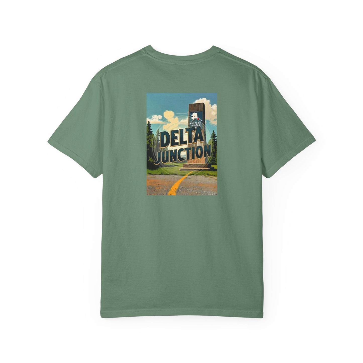 Delta Junction Alaska Vintage Retro Back Printed Art Series Cotton Tee - Black Logo