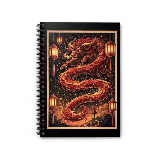 Zodiac Year of the Ox (2021+) Vintage Retro Art Series Spiral Ruled Journal