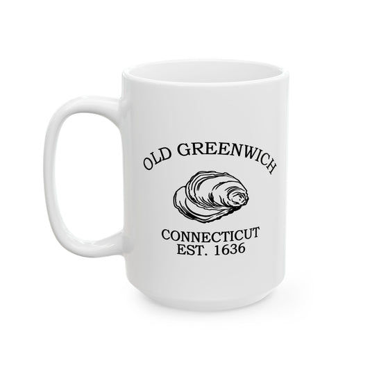 Old Greenwich Connecticut Vintage Retro Ceramic Mug - Black Logo