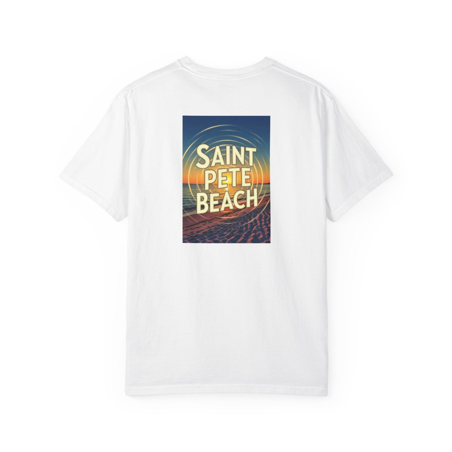 St Pete Beach Florida Vintage Retro Back Printed Art Series Cotton Tee - Black Logo