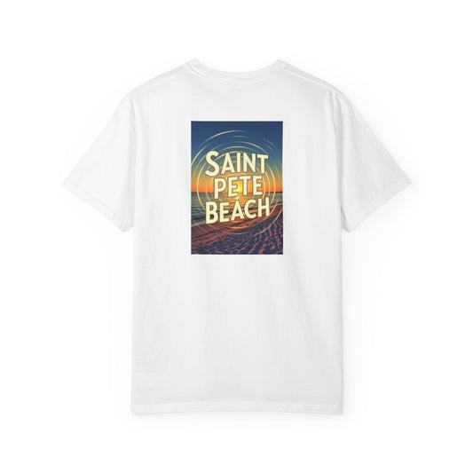 St Pete Beach Florida Vintage Retro Back Printed Art Series Cotton Tee - Black Logo