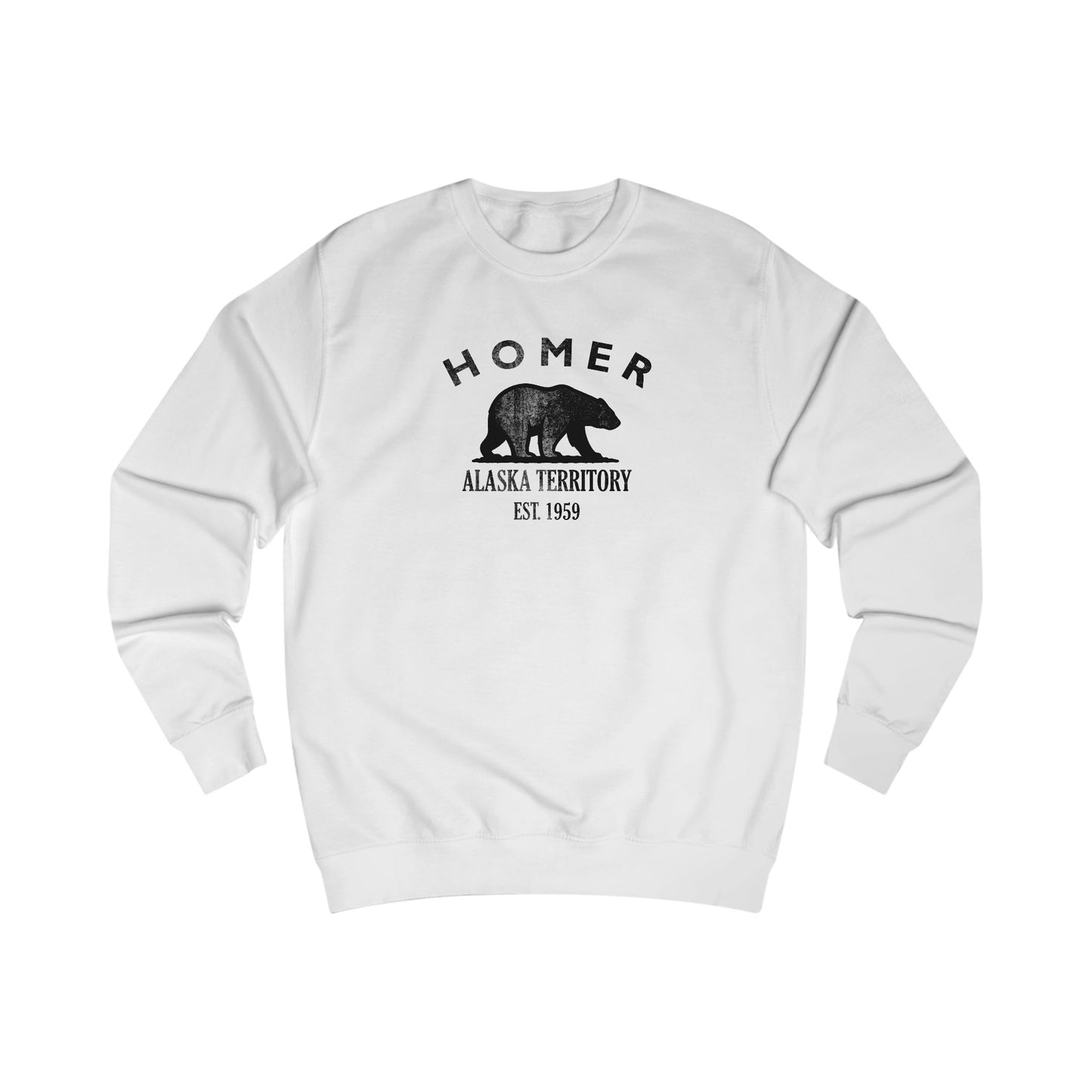 Homer Alaska Vintage Retro Premium Crewneck Sweatshirt - Black Logo - Arctic White