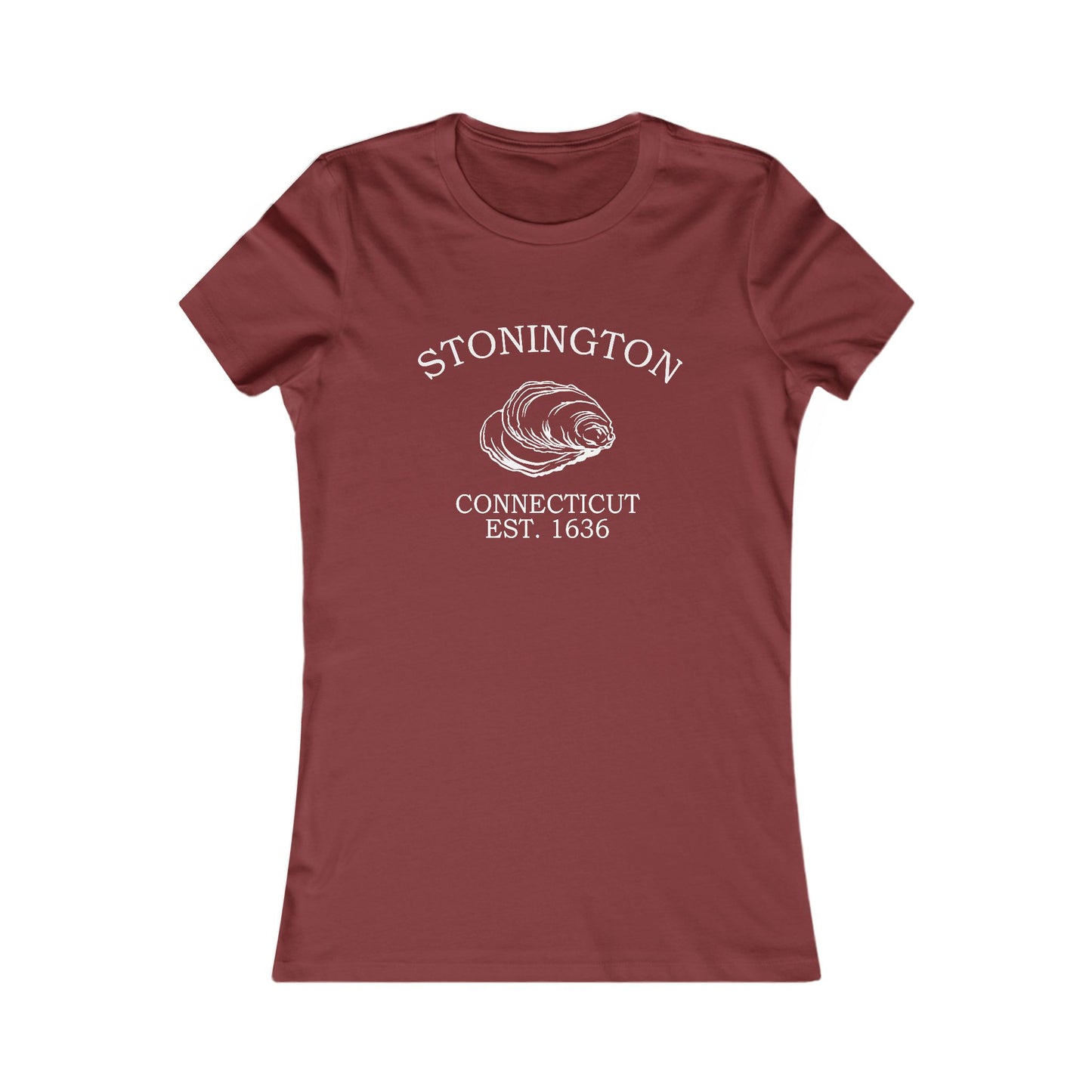 Stonington Connecticut Vintage Retro Womens Fitted Ringspun Cotton Tee - White Logo