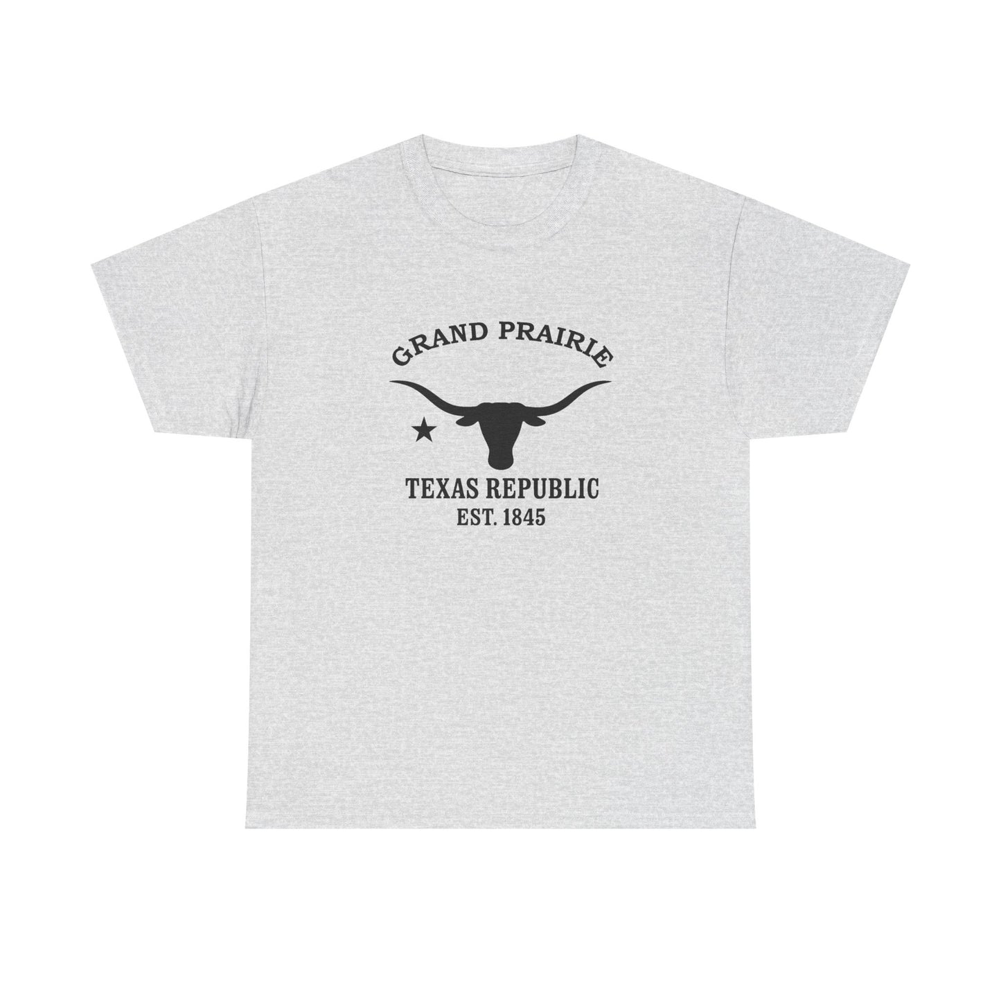 Grand Prairie Texas Vintage Retro Unisex Heavy Cotton Tee - Black Logo
