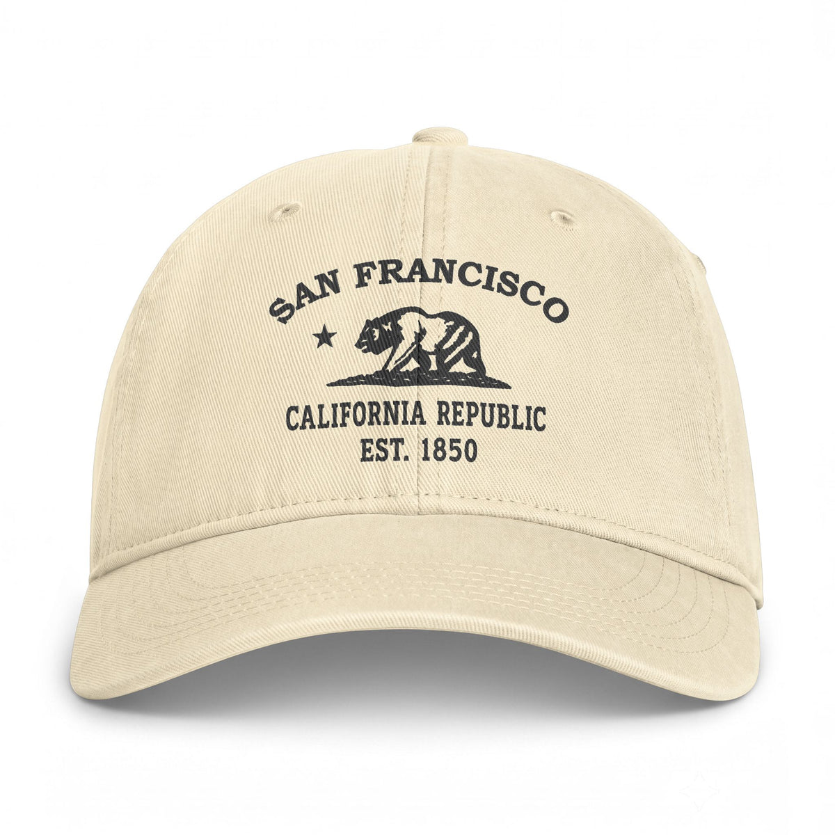 San Francisco California Distressed Cotton Cap - Charcoal Print Logo