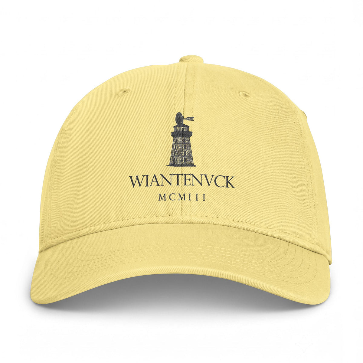 Wiantenuck Combo Logo Retro Vintage Washed Cap in Butter, Charcoal Printed Logo