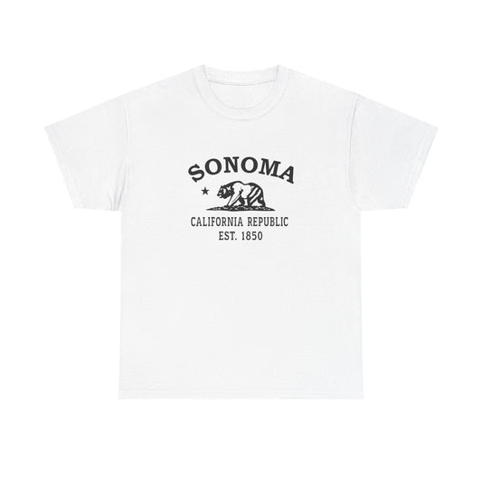 Sonoma California Vintage Retro Unisex Heavy Cotton Tee - Black Logo