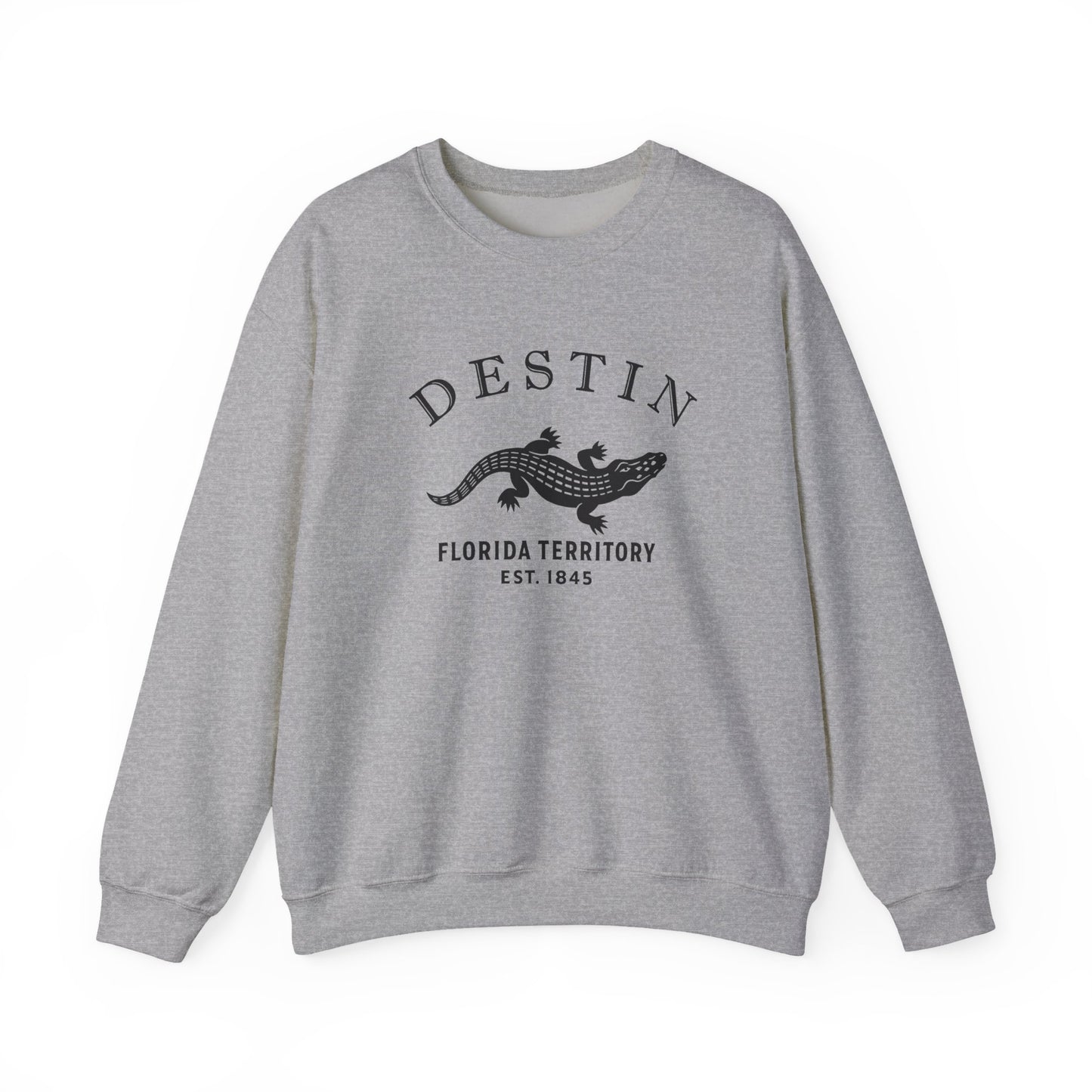 Destin Florida Vintage Retro Unisex Heavy Crewneck Sweatshirt - Black Logo