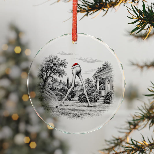 Fresno California Holiday Ornament, Fresno Nightcrawler, Crystal Glass Ornament Hanging on a Christmas Tree