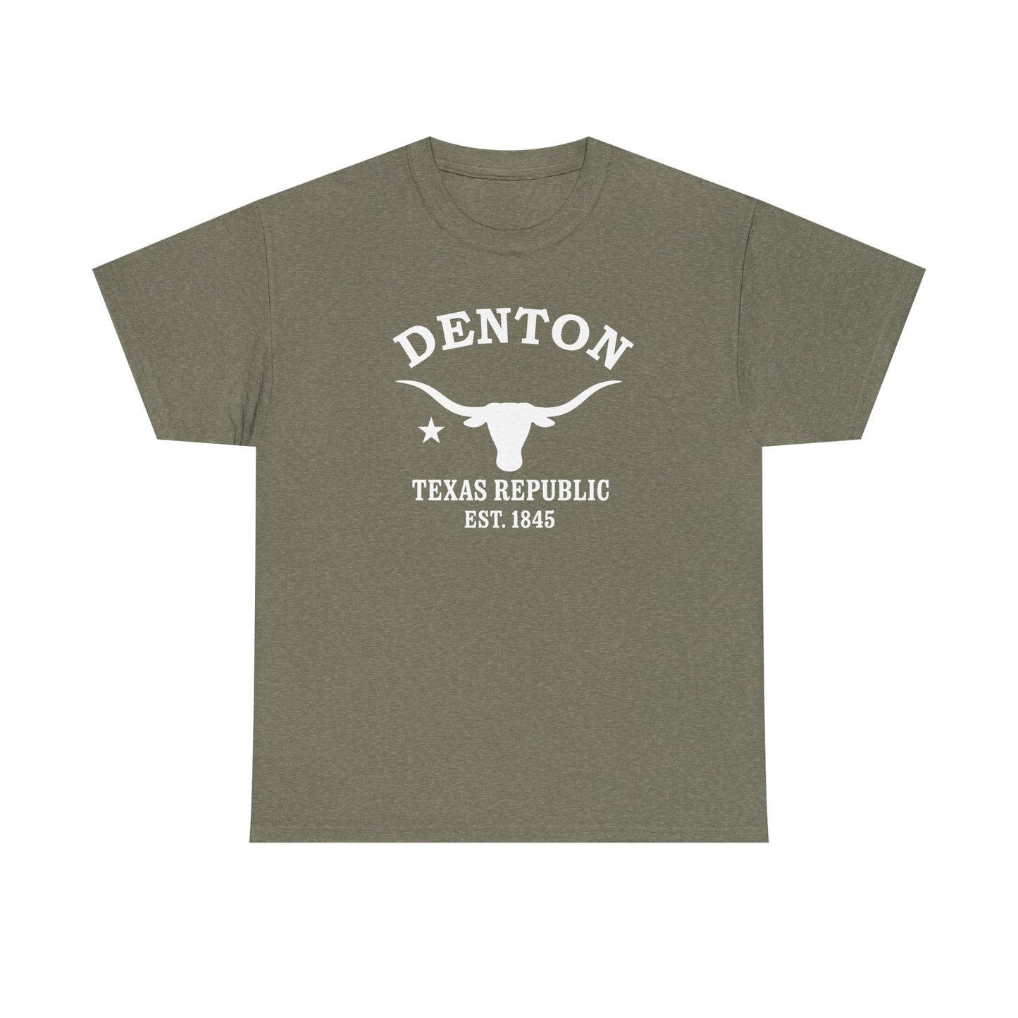 Denton Texas Vintage Retro Unisex Heavy Cotton Tee - White Logo