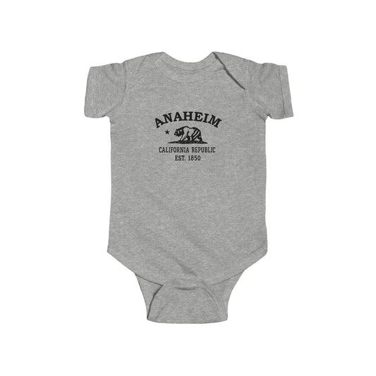 Anaheim California Vintage Retro Cotton Jersey Baby Bodysuit - Black Logo