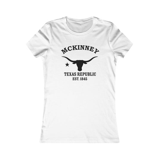 McKinney Texas Ringspun Cotten Fitted Vintage Retro Womens Tee - Black Logo