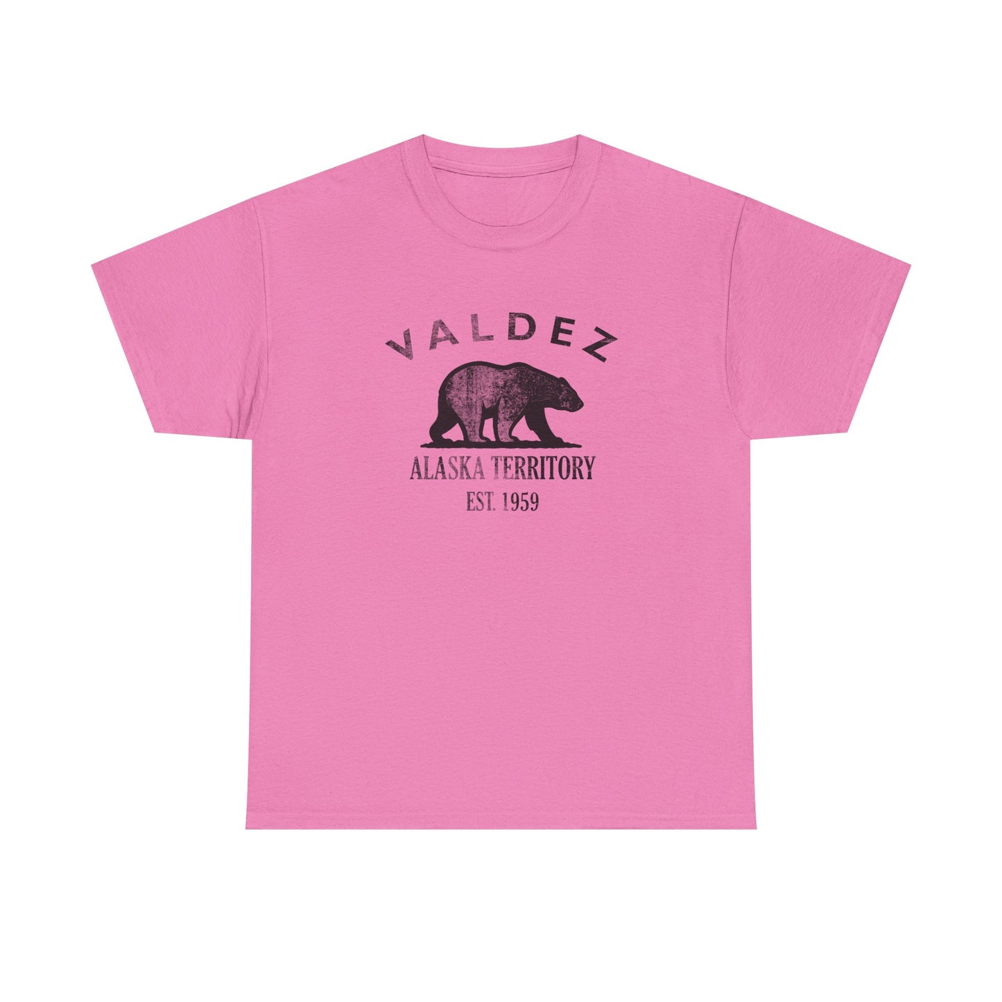 Valdez Alaska Vintage Retro Unisex Heavy Cotton Tee - Black Logo