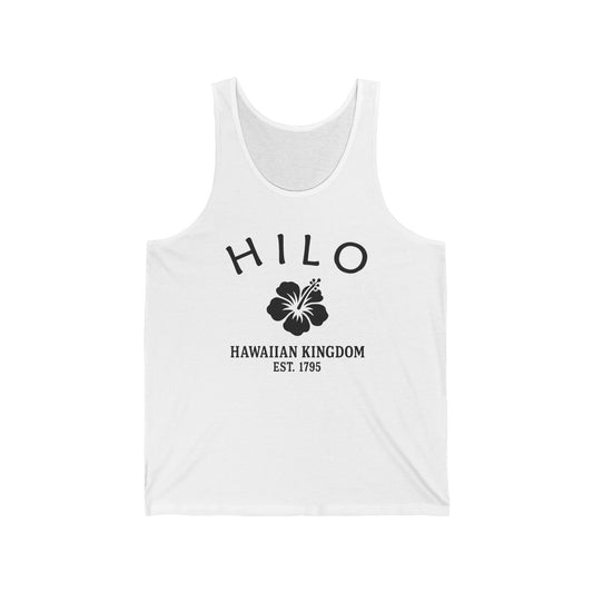 Hilo Hawaii Vintage Retro Unisex Cotton Jersey Tank Top - Black Logo