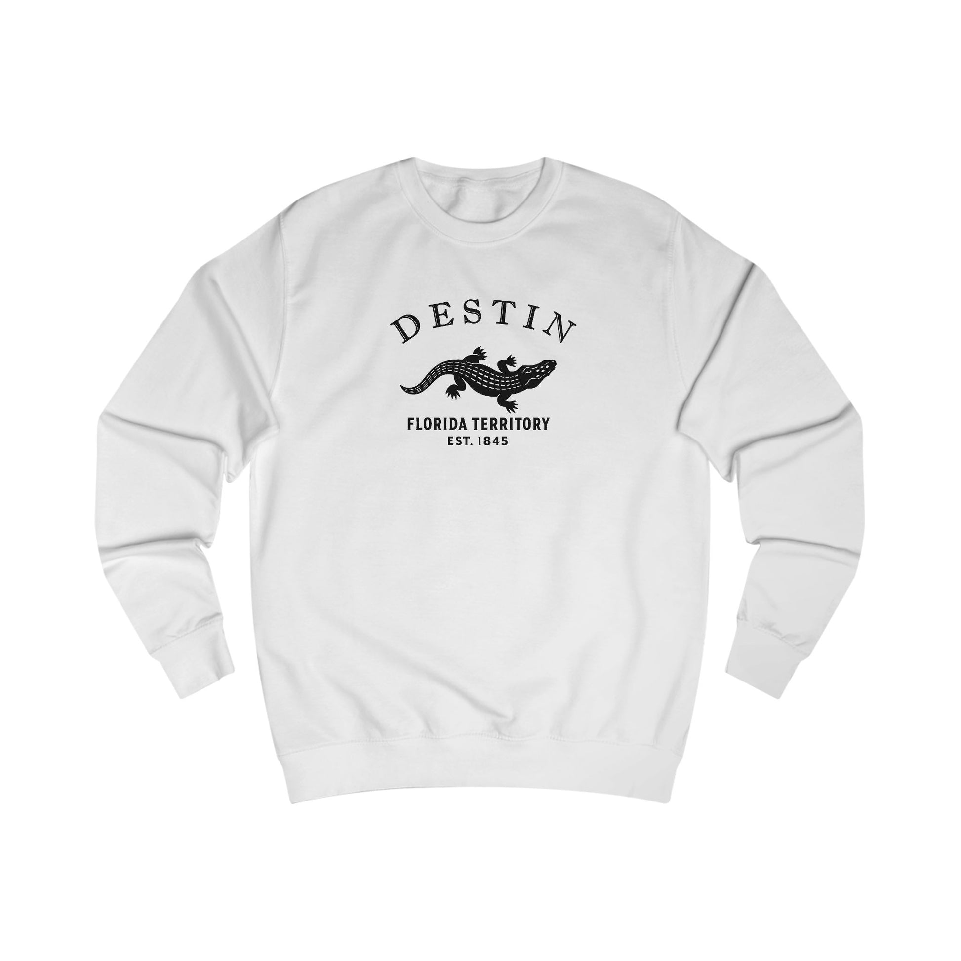 Destin Florida Vintage Retro Premium Crewneck Sweatshirt - Black Logo - Arctic White