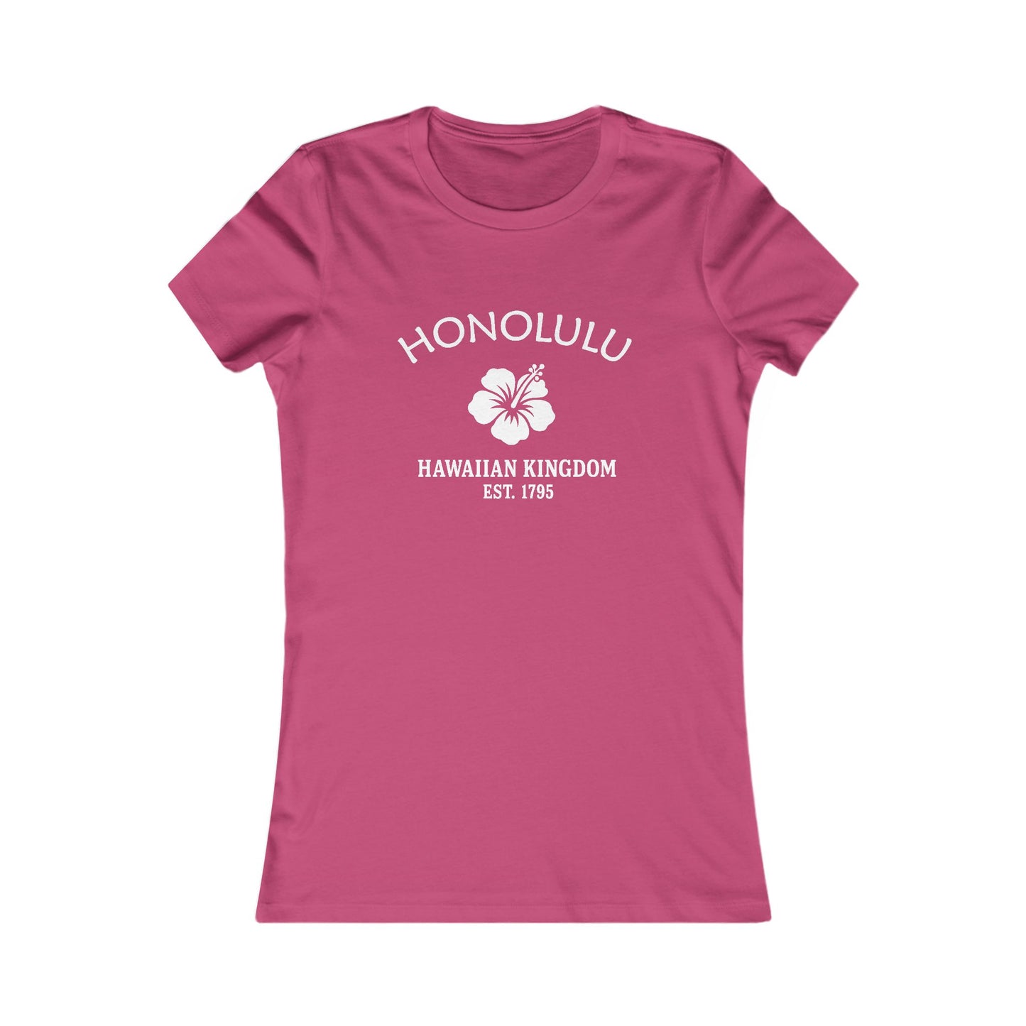 Honolulu Hawaii Vintage Retro Womens Fitted Ringspun Cotton Tee - White Logo