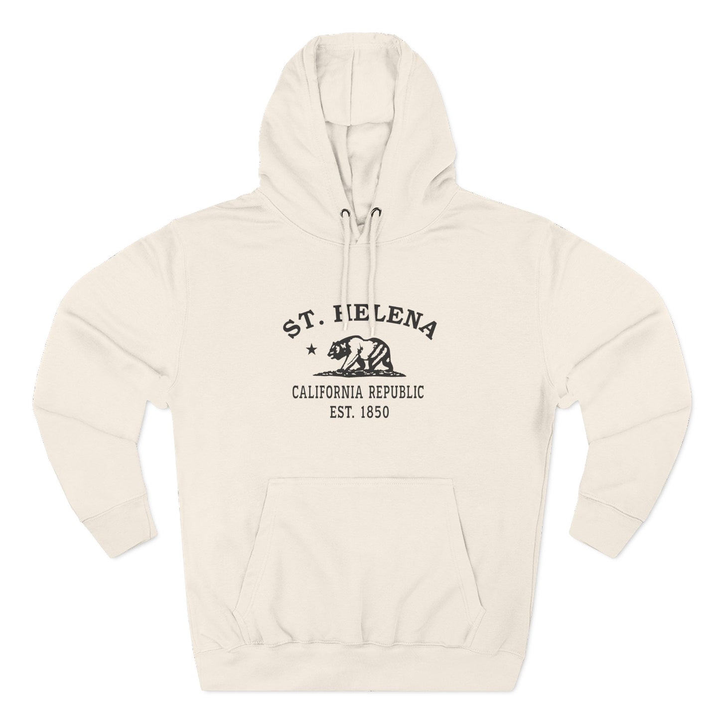 St Helena California Vintage Retro Unisex Heavy Cotton Hoodie - Black Logo