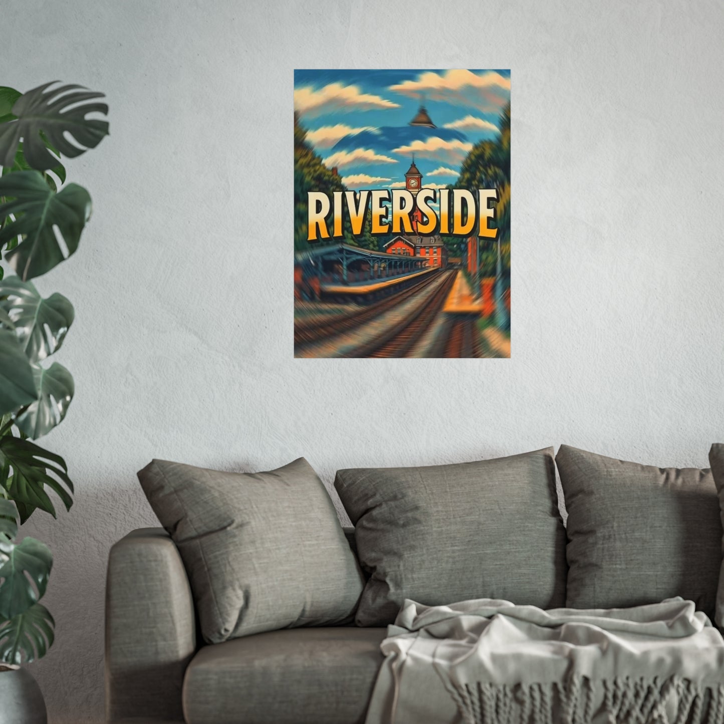 Riverside Connecticut Vintage Retro Giclée Print Art Series Poster