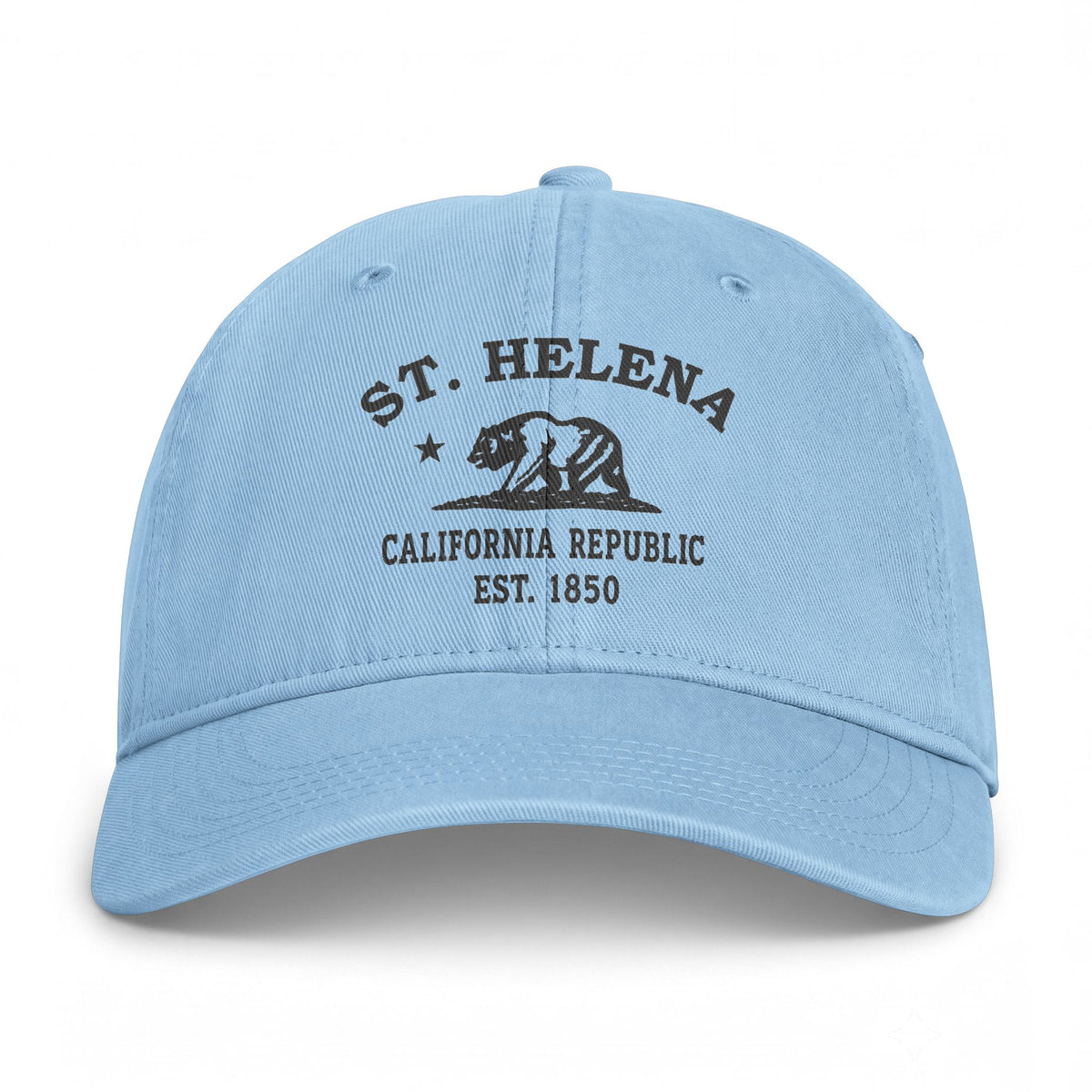 St Helena California Distressed Cotton Cap - Charcoal Print Logo