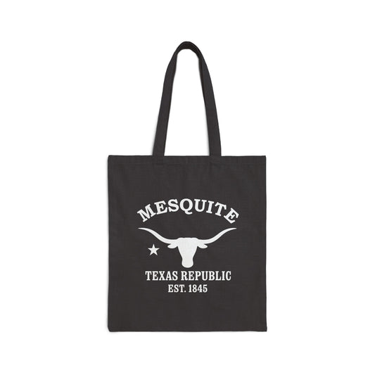 Mesquite Texas Vintage Retro Cotton Canvas Tote Bag - White Logo