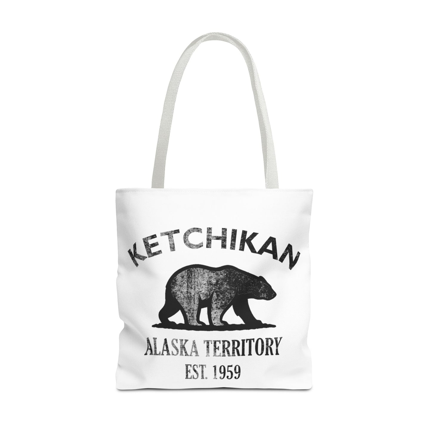Ketchikan Alaska Vintage Retro Light Canvas Tote - Black Logo
