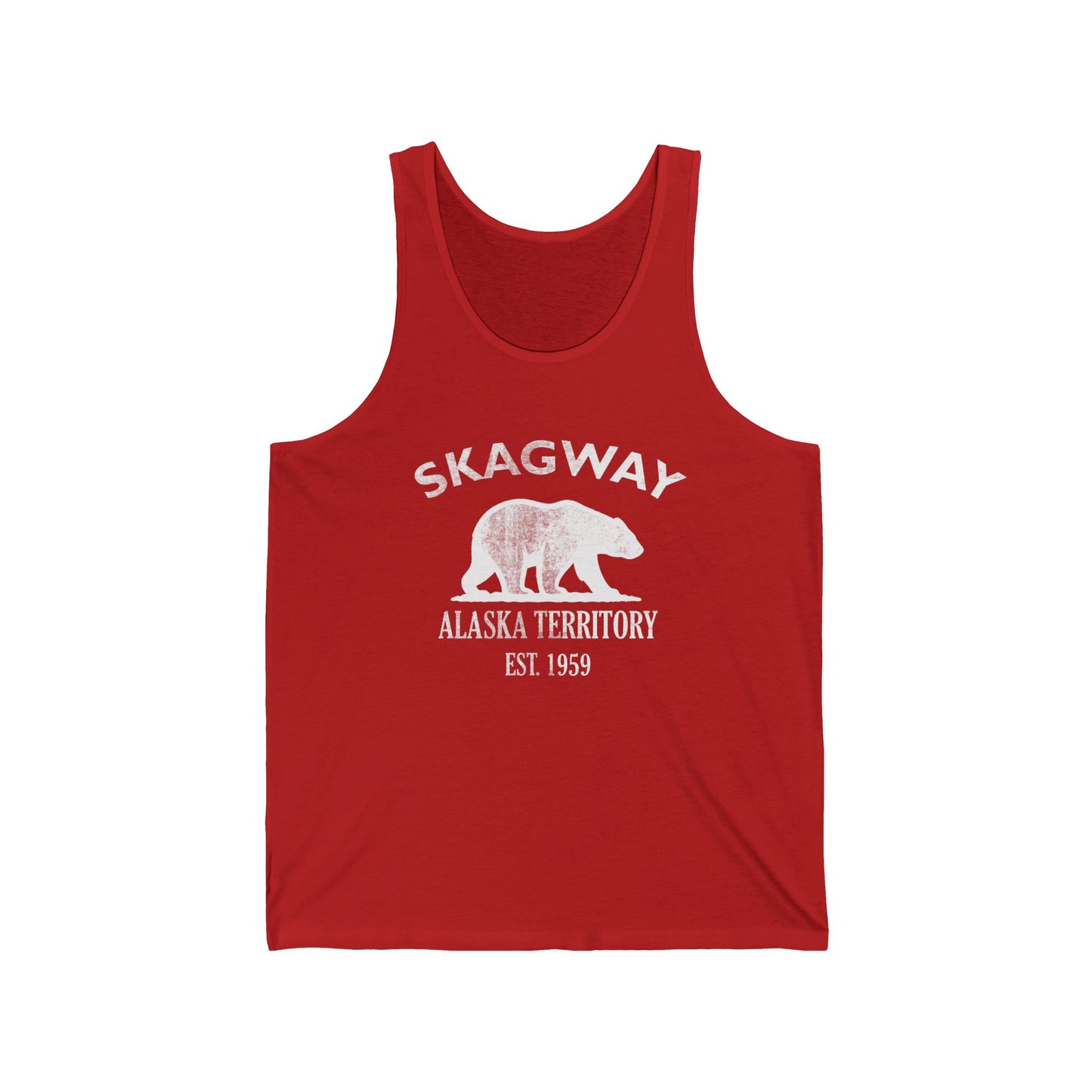Skagway Alaska Vintage Retro Unisex Cotton Jersey Tank Top - White Logo