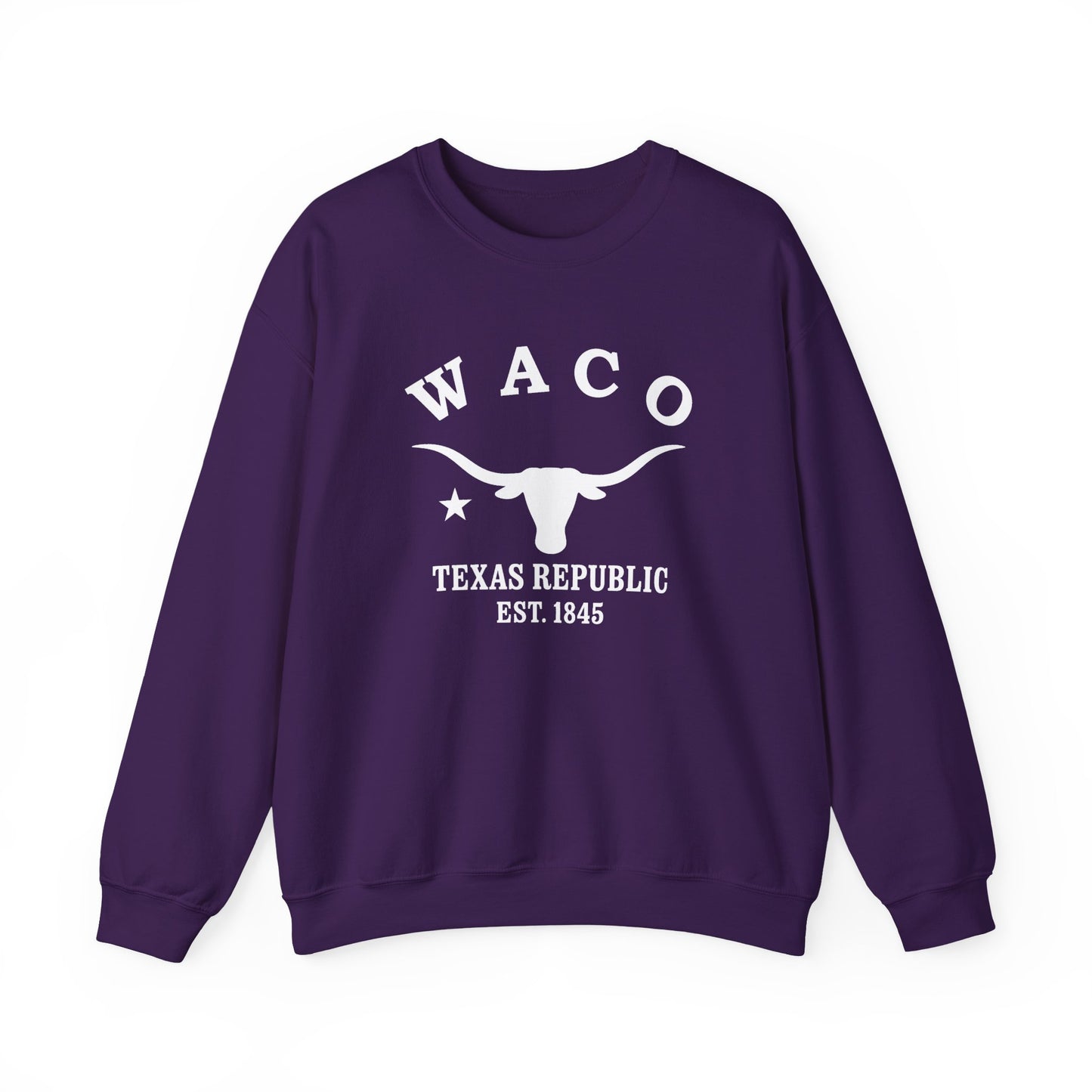 Waco Texas Vintage Retro Unisex Heavy Crewneck Sweatshirt - White Logo