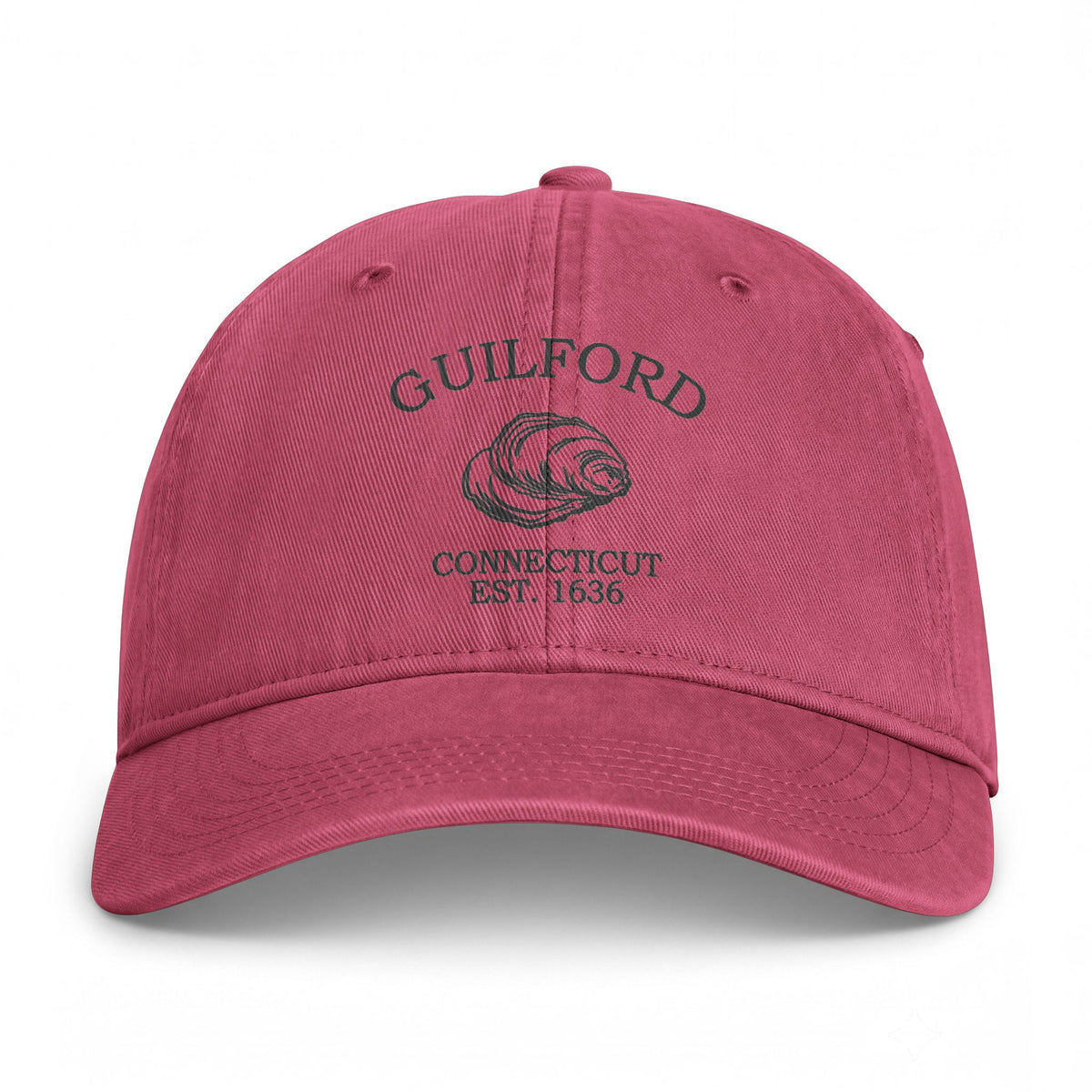 Guilford Connecticut Distressed Cotton Cap - Charcoal Print Logo