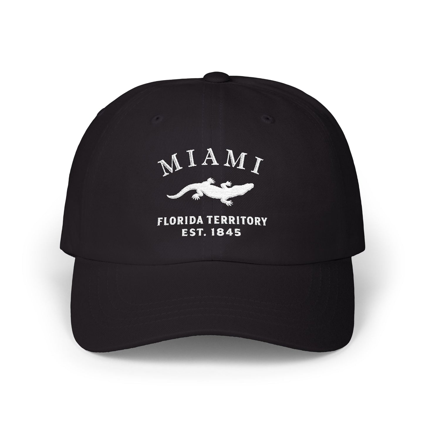 Miami Florida Classic Embroidered Vintage Retro Cotton Cap - White Logo
