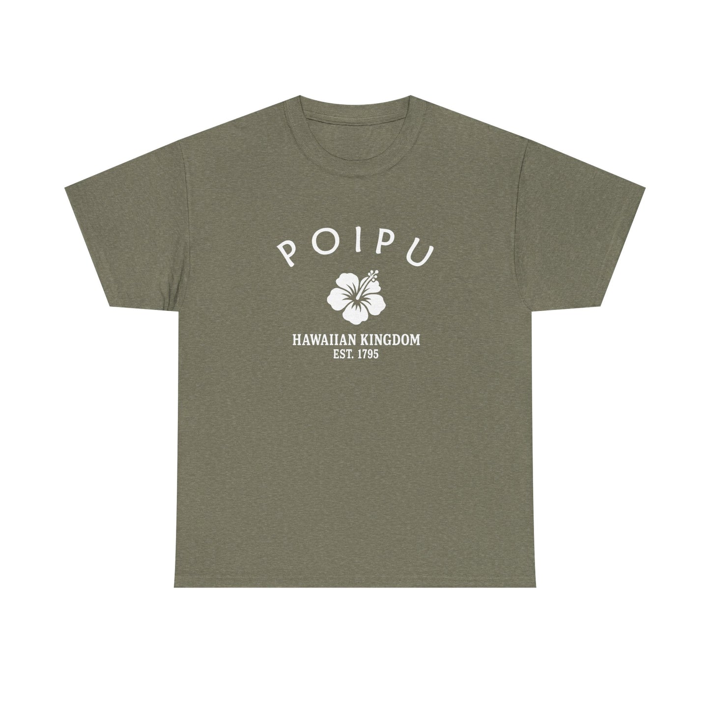 Poipu Hawaii Vintage Retro Unisex Heavy Cotton Tee - White Logo