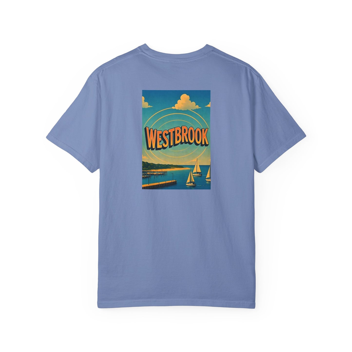 Westbrook Connecticut Vintage Retro Back Printed Art Series Cotton Tee - Black Logo