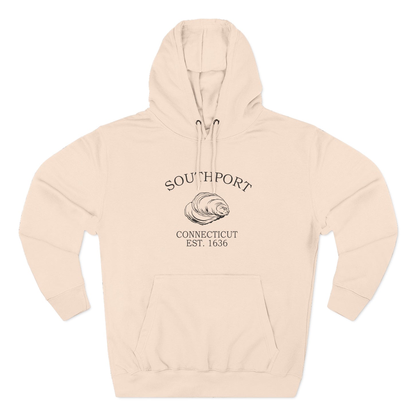 Southport Connecticut Vintage Retro Unisex Heavy Cotton Hoodie - Black Logo