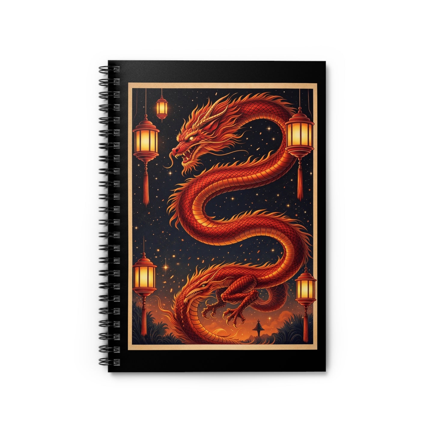 Zodiac Year of the Dragon (2024+) Vintage Retro Art Series Spiral Ruled Journal