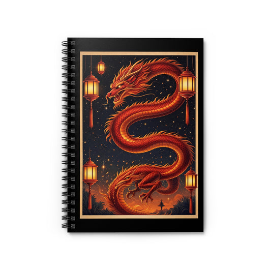 Zodiac Year of the Dragon (2024+) Vintage Retro Art Series Spiral Ruled Journal