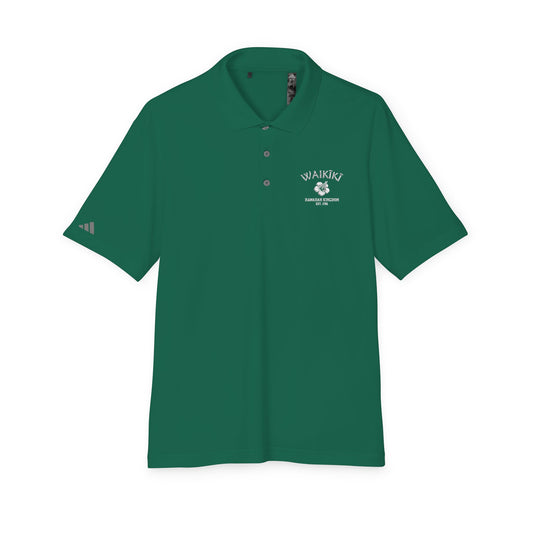 Waikiki Hawaii Embroidered Vintage Retro Performance Polo Shirt - White Logo