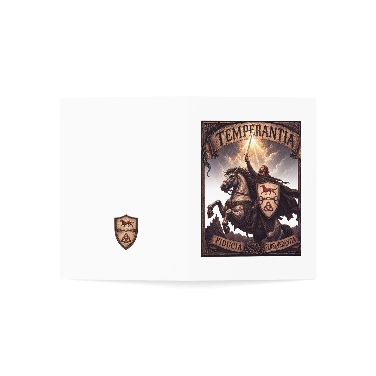 №108 Knight Crest Blank Card Set · Live Your Best Knight · Temperantia Fiducia Perseverantia