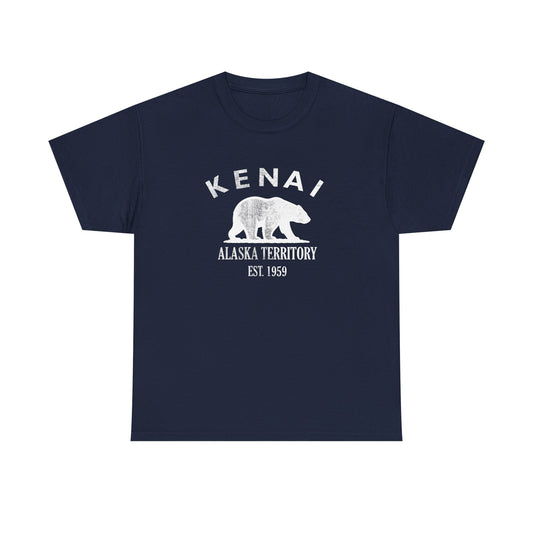 Kenai Alaska Vintage Retro Unisex Heavy Cotton Tee - White Logo