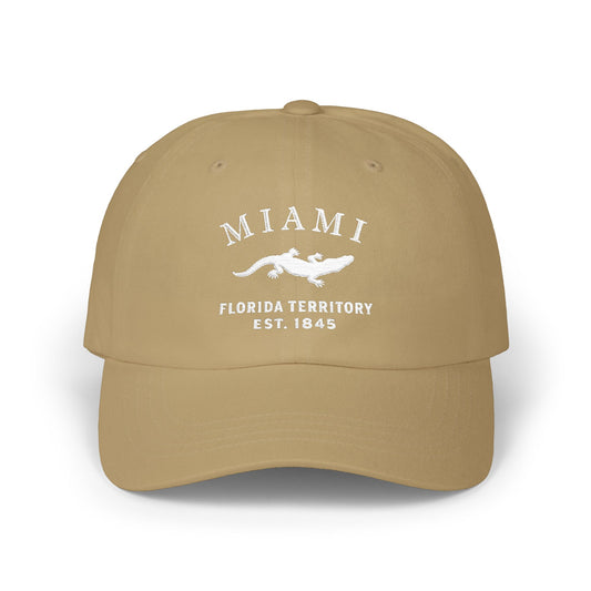 Miami Florida Classic Embroidered Vintage Retro Cotton Cap - White Logo