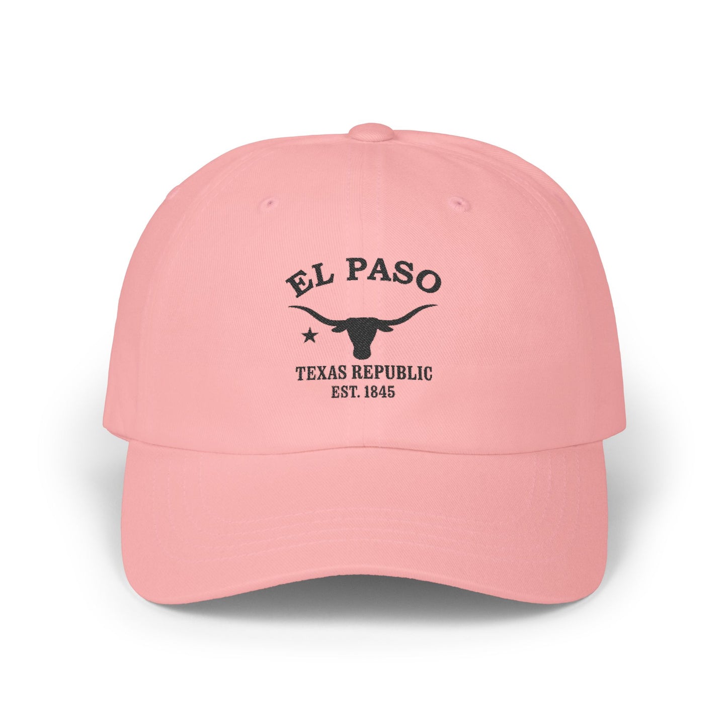El Paso Texas Classic Embroidered Cotton Cap - Black Logo